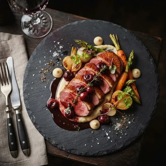 Plat gastronomique servi dans un restaurant